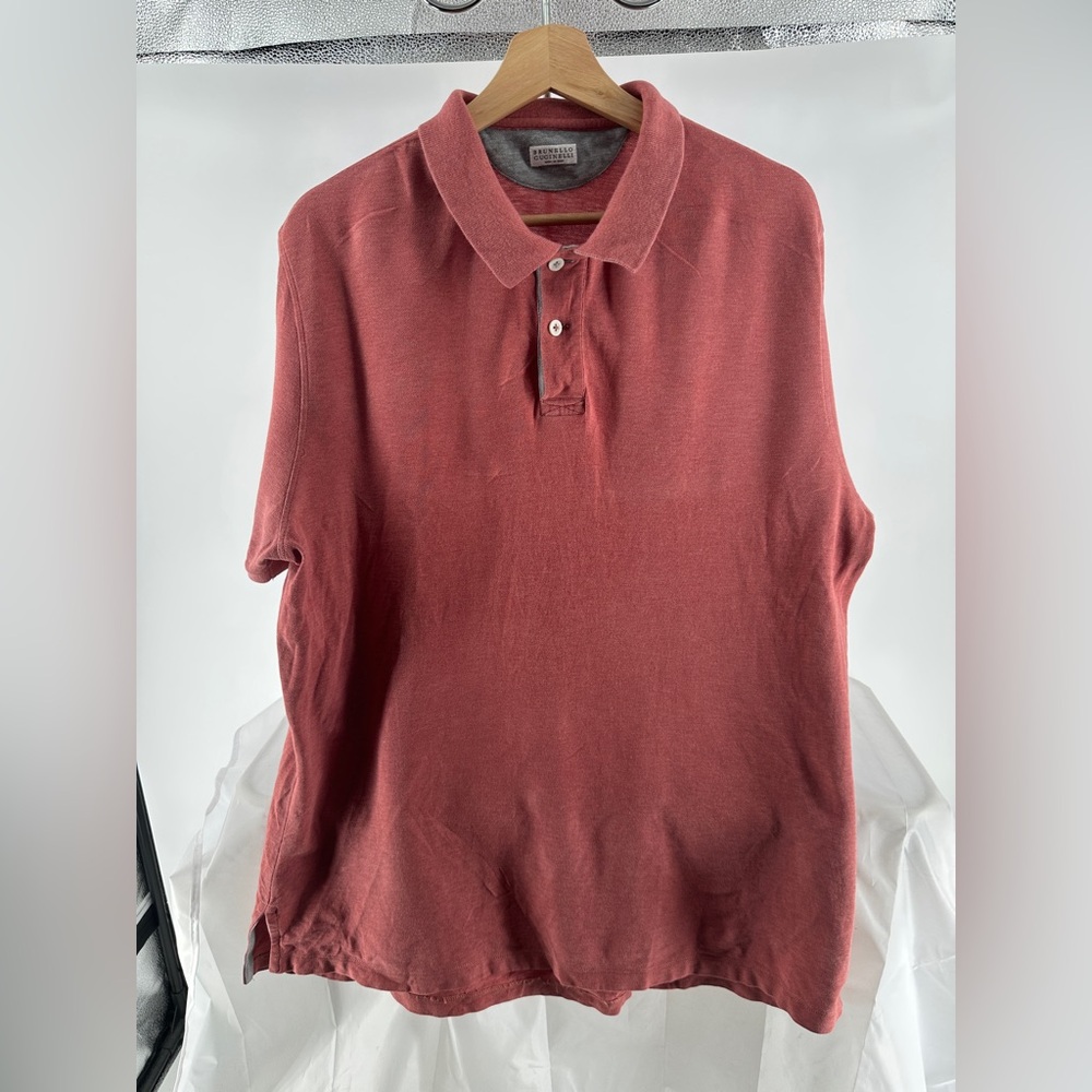 brunello cucinelli pink cotton polo
